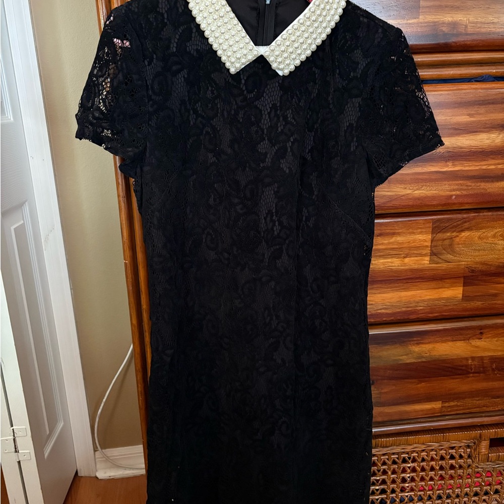 Betsey Johnson lace Mary Jane dress with pearl collar